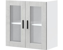 Drijvende Wandkast - Keuken Opberger - Keuken Organisatie - Glazen Deur - 40 x 31 x 60 cm - Beton Grijs
