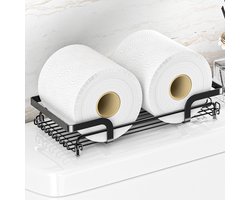 Drill-Free Shower Caddy met Hooks - Badkamer Shower Shelf - Badkamer Tray - Metaal Vanity Tray voor Kaarsen - Parfum - Cosmetica - Toilet Tank - Tandenborstel - 25 x 12 cm - Matte Black