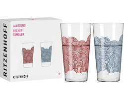 drinkbeker universeel 400 ml - Serie Allround Nr. 3 2 stuks met afgestemd motief Made in Germany, blauw, rood