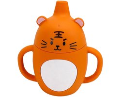 Drinkbeker voor peuters - dieren vorm - herbruikbaar - met handvaten - siliconen - oefenbeker - baby - tuitbeker- Tijger