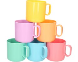 Drinkbekers - 12x stuks - gekleurd - 320 ml - stevig kunststof - limonade bekers - campingservies