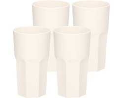 Drinkglas - 4x stuks - onbreekbaar - retro - wit - kunststof - 330 ml - Onbreekbare drinkglazen