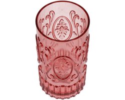 Drinkglas acryl roze - 8,2 x 8,2 x 15,2 cm - kunststof