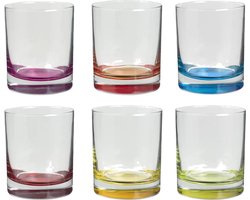 Drinkglas met gekleurde bodem - set van 6 stuks - 350cl