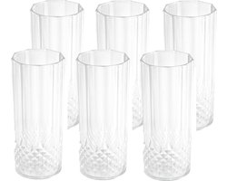 Drinkglazen - 6x stuks - kunststof - 400 ml - kristaleffect - vaatwasmachine bestendig