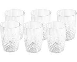 Drinkglazen - 6x stuks - kunststof - kristaleffect - 400 ml - luxe uitstraling