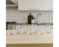 Drinkglazen met Gouden Rand – Set van 6 – 300 ml – Waterglas