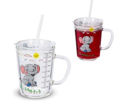 drinkglazen met rietje - set van 2 - 400 ml - kinderglazen - met deksel