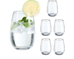 drinkglazen - set van 6 - 400 ml - vaatwasserbestendig - glas - transparant