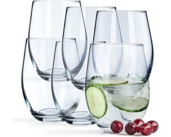 Drinkglazen, waterglazen gemaakt van neutraal calciumglas, 580 ml drinkglazen, heldere wijnglazen, moderne universele glazen, sapglazen, glazenset (Susanne, 6)