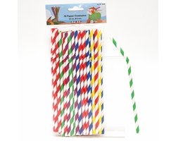 Drinkrietjes buigbaar - papier - set 50x - kleuren - 20 cm - verjaardag/feestje - rietjes