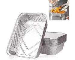 Drip Trays - Set of 20 Veggie Bowls and Accessories for Gas, Charcoal, and Electric Grills - Disposable Aluminium Grease Tray for Grilling, Picnics, and Barbecues