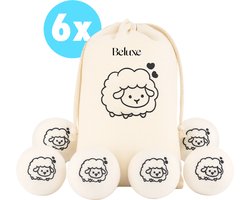 Drogerballen Wol – 6 Stuks – Herbruikbare Wasdrogerballen van 100% Schapenwol – Verkort Droogtijd & Bespaart Energie – Inclusief Opbergzakje