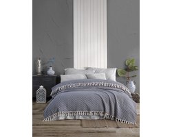 Dromenvanger Bedsprei 200x230cm, Katoen (Oeko-TEX® Standard 100), ideaal als plaid, omkeerbare deken of sprei voor bed, bank of sofa, stevig ontwerp (Blauw)