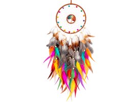 Dromenvanger met Veren – Dreamcatcher – Kleurrijke Wanddecoratie – Boho Decoratie – 70 x 15 cm