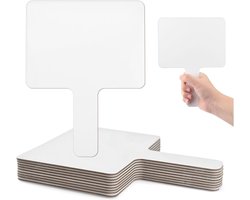 Droog wisbord peddels set van 10 - 17,5 cm x 23 cm mini wit bord - dubbelzijdig met handvat - ShopVlot