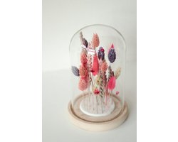 Droogbloemen – Stolp – Roze - Droogbloemen - Cadeau vrouw - Woondecoratie - Stolp voor in huis - Bloemen huis - Hoteldecoratie - Kastdecoratie - Laflorista
