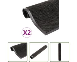 Droogloopmat rechthoekig getuft 80x120 cm zwart - Droogloopmat - Deurmat - Vloermat - Antislip Mat - Keukenmat - 2 st