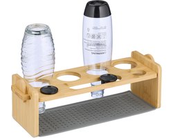 Droogrek flessen - 4 houders - geschikt voor sodastream-flessen - bamboe