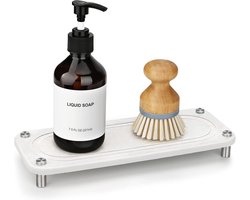 Droogrek Gootsteen - Sneldrogend Dienblad - Badkamer Ordenen - Waterabsorberend Steen - 28 x 10 cm - Wit