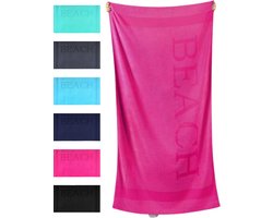 Droomtextiel® Beach Strandlaken xxl 100x200 cm - Fuchsia - 100% Zacht Katoen - Sterke Kwaliteit