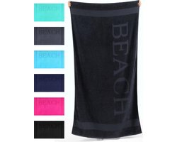 Droomtextiel® Beach Strandlaken xxl 100x200 cm - Zwart - 100% Zacht Katoen - Sterke Kwaliteit