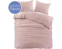 Droomtextiel Brienz Dekbedovertrek Flanel Roze - 240x200/220 cm - Super Zacht - Hoogwaardige Kwaliteit