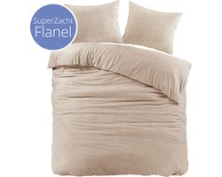 Droomtextiel Brienz Dekbedovertrek Flanel Zand - 200x200/220 cm - Super Zacht - Hoogwaardige Kwaliteit