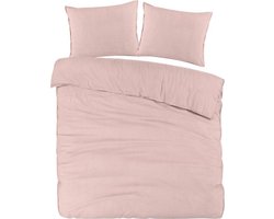 Droomtextiel Dekbedovertrek Flanel Roze - Eenpersoons 140x200/220 cm - Super Zacht