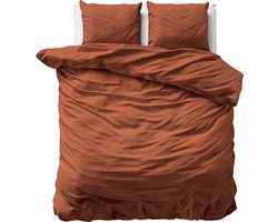 Droomtextiel Dekbedovertrek Katoen-Satijn Uni Roest-Bruin - 200x200/220cm - Hoogwaardige Kwaliteit Super Zacht