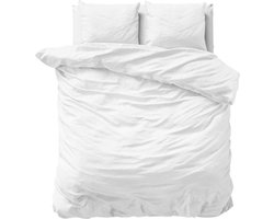 Droomtextiel Dekbedovertrek Katoen-Satijn Uni Wit - 240x200/220cm - Hoogwaardige Kwaliteit Super Zacht