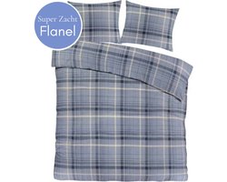 Droomtextiel Flanel Dekbedovertrek Solden Blauw - 240x200/220 cm - Super Zacht