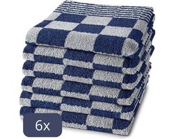 Droomtextiel Geblokte Keukendoeken Blauw - Wit 6 Stuks - 100% Katoen - 50x50cm - Horecakwaliteit