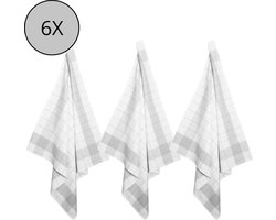 Droomtextiel Glazendoek Poleerdoek Half linnen 6 Stuks - 70x70 cm - Zwart - Pluisvrij - Hoge Vochtopname