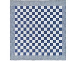 Droomtextiel Horeca Theedoeken Blauw Wit - Set van 6 Stuks - Sneldrogend Horecakwaliteit Geblokt hoogwaardige kwaliteit