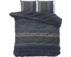 Droomtextiel Knits Flanel Dekbedovertrek Blauw - 240x200/220 cm - Warm & Zacht