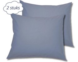 Droomtextiel Kussenslopen 60x70 cm Blauw Set Van 2 Stuks - Hotelkwaliteit - 100% Hoogwaardige Katoen