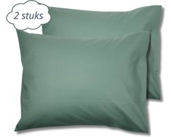 Droomtextiel Kussenslopen 60x70 cm Groen Set Van 2 Stuks - Hotelkwaliteit - 100% Hoogwaardige Katoen