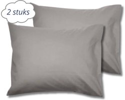 Droomtextiel Kussenslopen 60x70 cm Licht Grijs Set Van 2 Stuks - Hotelkwaliteit - 100% Hoogwaardige Katoen