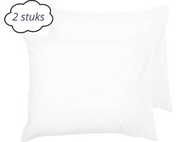Droomtextiel Kussenslopen 60x70 cm Wit Set Van 2 Stuks - Hotelkwaliteit - 100% Hoogwaardige Katoen