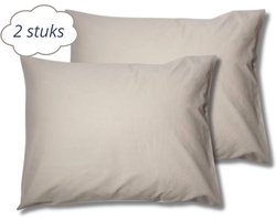 Droomtextiel Kussenslopen 60x70 cm Zand Set Van 2 Stuks - Hotelkwaliteit - 100% Hoogwaardige Katoen