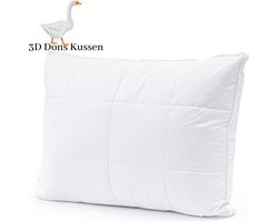 Droomtextiel Luxe 3D Donzen Hoofdkussen 50x70 cm - Medium - Percale Katoen Tijk - Antiallergisch