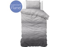 Droomtextiel Luxe Flanel Dekbedovertrek Tamar Grijs Eenpersoons 140x200/220 cm - Super Zacht & Heerlijk Warm