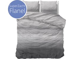 Droomtextiel Luxe Flanel Dekbedovertrek Tamar Grijs Tweepersoons 200x200/220 cm - Super Zacht & Heerlijk Warm