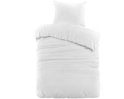 Droomtextiel Mendez Dekbedovertrek Flanel Wit - 140x200/220 cm - Super Zacht en Heerlijk Warm