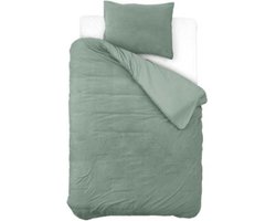 Droomtextiel Teddy Dekbedovertrek Jade Groen - 140x200/220 cm - Luxe Teddystof - Heerlijk Zacht