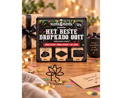 Drop | Cadeau pakket | Klepper & Klepper | Het beste dropkado ooit | Verjaardag | Pensioen | Jubileum | Juf | Meester | Tof | Snoep | Snoepjes | Snoepgoed | Cadeaupakket | Kado | Kadopakket | Dropje | Dropjes | Woonaccessoires | Verwenpakket | Leuk