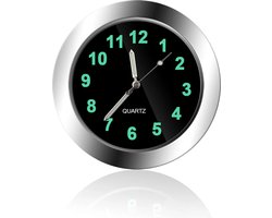 DrPhone DashTick - Auto Dashboard Klokje - Lichtgevende Wijzers – Quartz Klok - Zilver