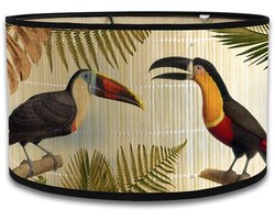 Drumvormige lamp cover-retro ruwe linnen lamp cover-vogel patroon-kroonlamp vervangbare lamp accessoires-voor kroonlamp vloerlamp-30X30x20CM
