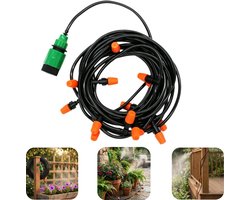 Druppelirrigatieset - Plantenwatersysteem - Vernevelings- en bevochtigingsunit - Tuinsproeierslang - Verstelbare sproeiers - Zelfmontage - Voor tuinen, gazons, terrassen, patio', kassen - 10 druppelsproeiers - 10 m slang